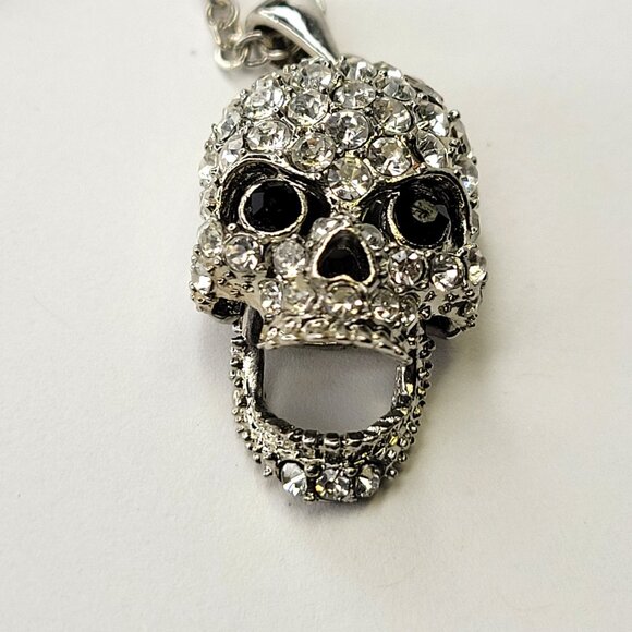Crystal Mini Silver Skull Necklace - Picture 4 of 7